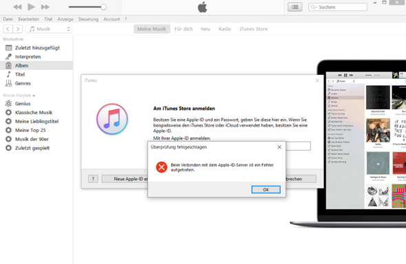 itunes: Beim Verbinden mit dem Apple-ID-Server ist ein Fehler aufgetreten?