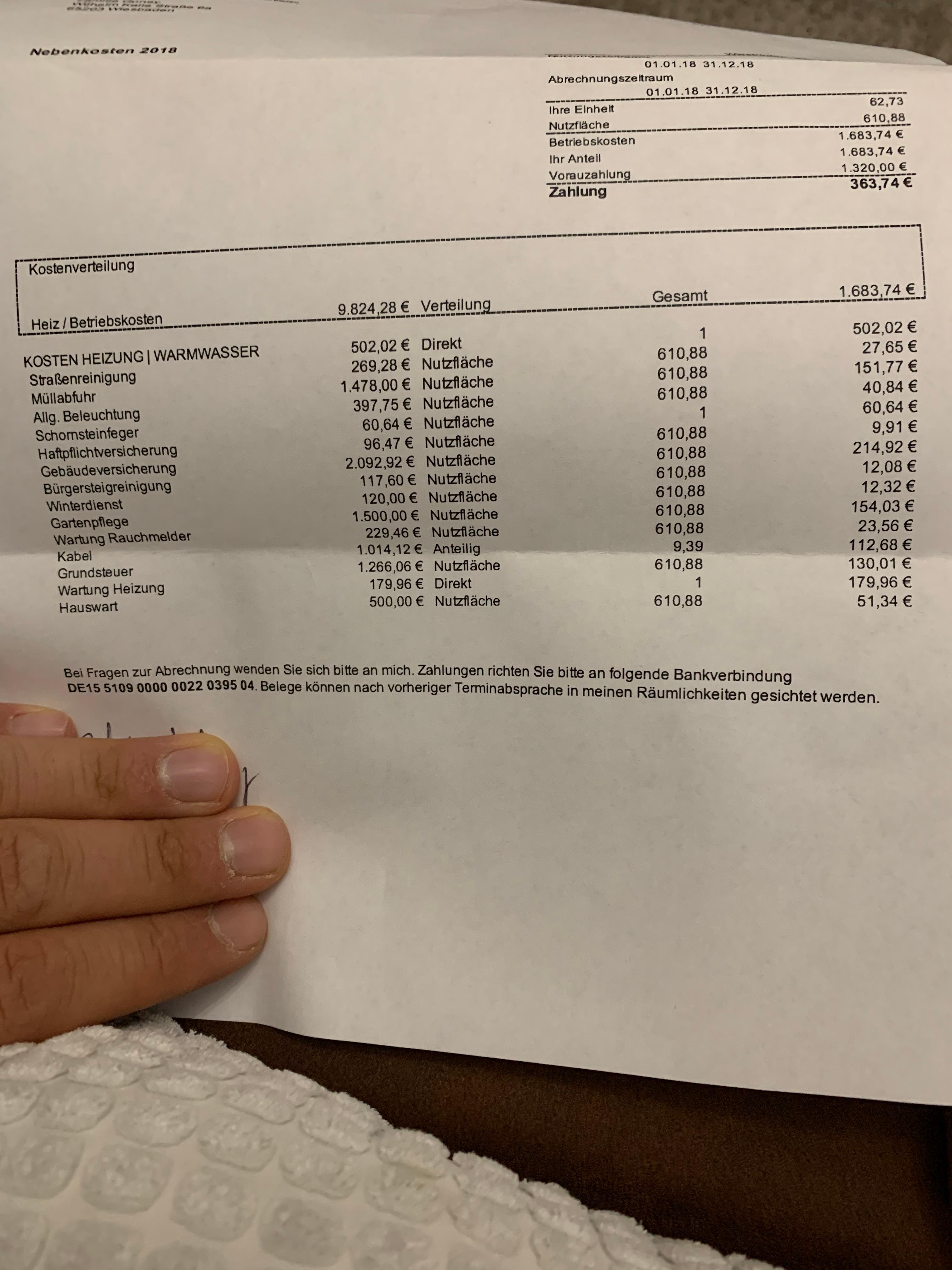 Jahresabrechnung 2 Personen 400 Nachzahlen Wiesooo Nebenkosten Nebenkostenabrechnung