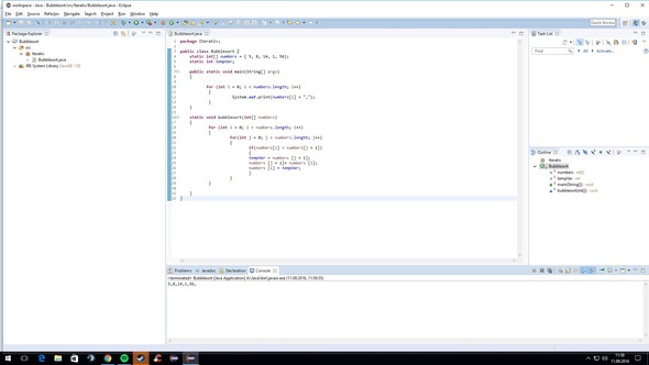 Bubblesort Java Code - (programmieren, Java, Bubblesort)