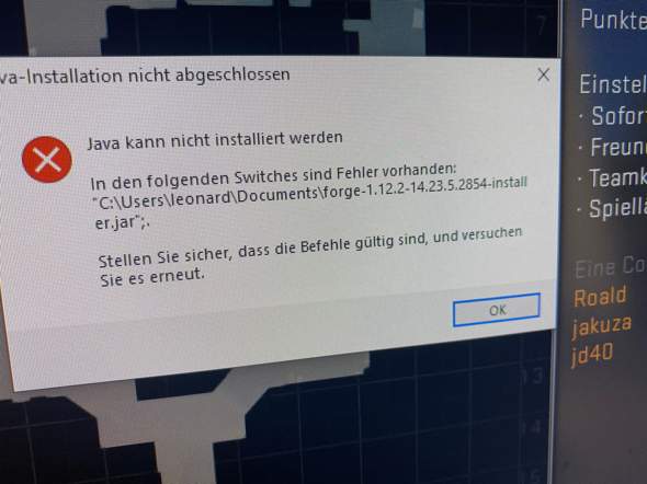 Java Fehlermeldung?