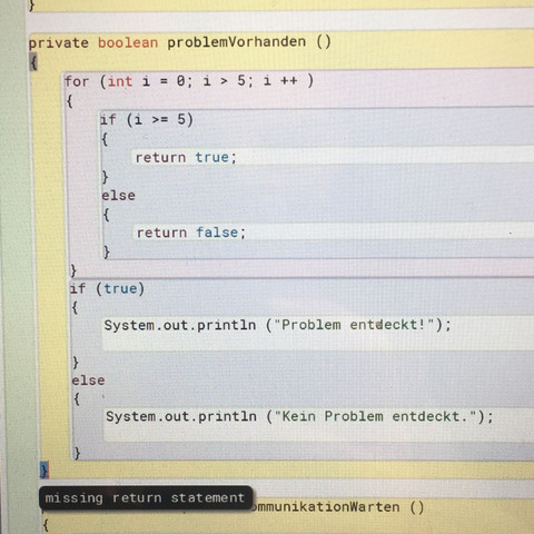 Java Fehlermeldung „Missing Return statement“? (Computer, Informatik ...