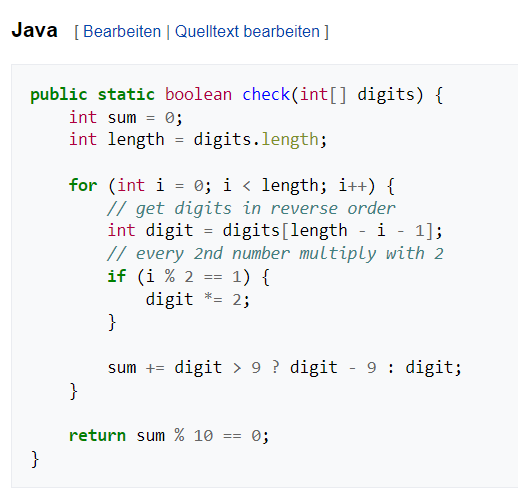 Java: Luhn Algorithmus implementieren? (programmieren, Informatik)