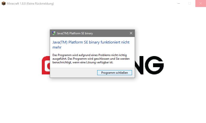Java Platform Se Binary Funktioniert Nicht Mehr Minecraft Java Platform Se Binary Funktioniert Nicht Mehr Minecraft