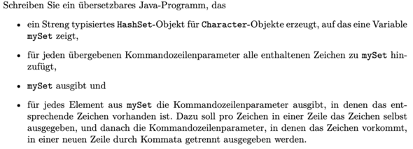 Java Programm mit HashSet Objekt?