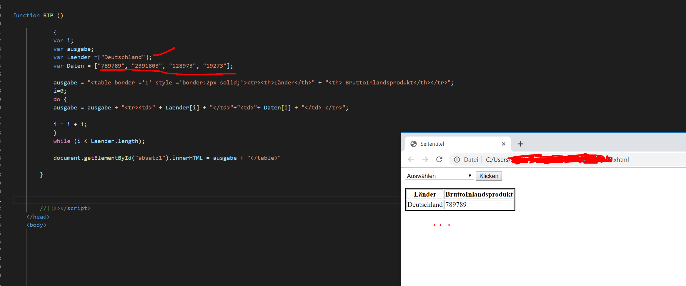 Javascript Tabelle Gleichungen Javascript Tabelle ausgeben (array)? (Computer, programmieren, Informatik)