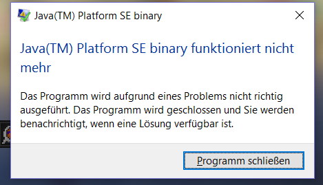 Java(TM) Plattform Se Binary Funktioniert nicht mehr. WAS TUN?!?