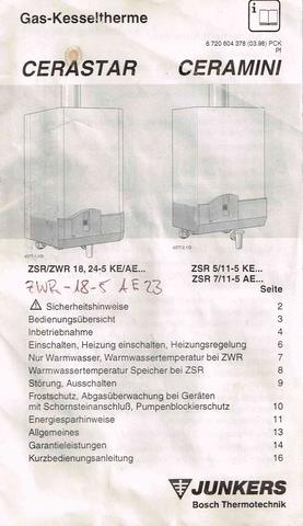 Junkers Gas Kesseltherme Sicherheitshinweise - (Technik, Heizung)