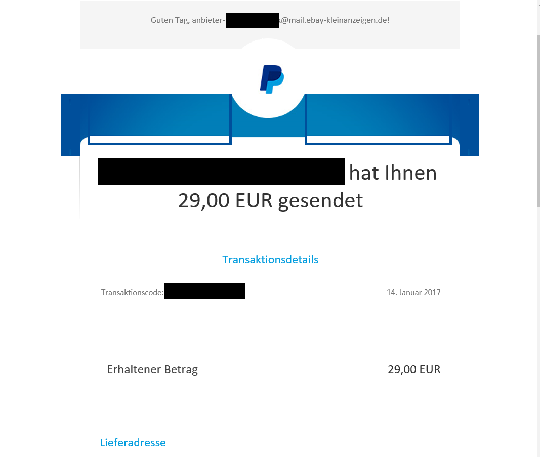 Kaufer Wollte Mit Paypal Friends Bezahlen Kurz Darauf Bekam Ich Eine Email Vom Kaufer Das Geld Zu Akzeptieren Finde Keinen Empfang Auf Paypal Betrug