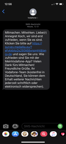 Kam Diese Sms Von Vodafone Internet Smartphone Phishing