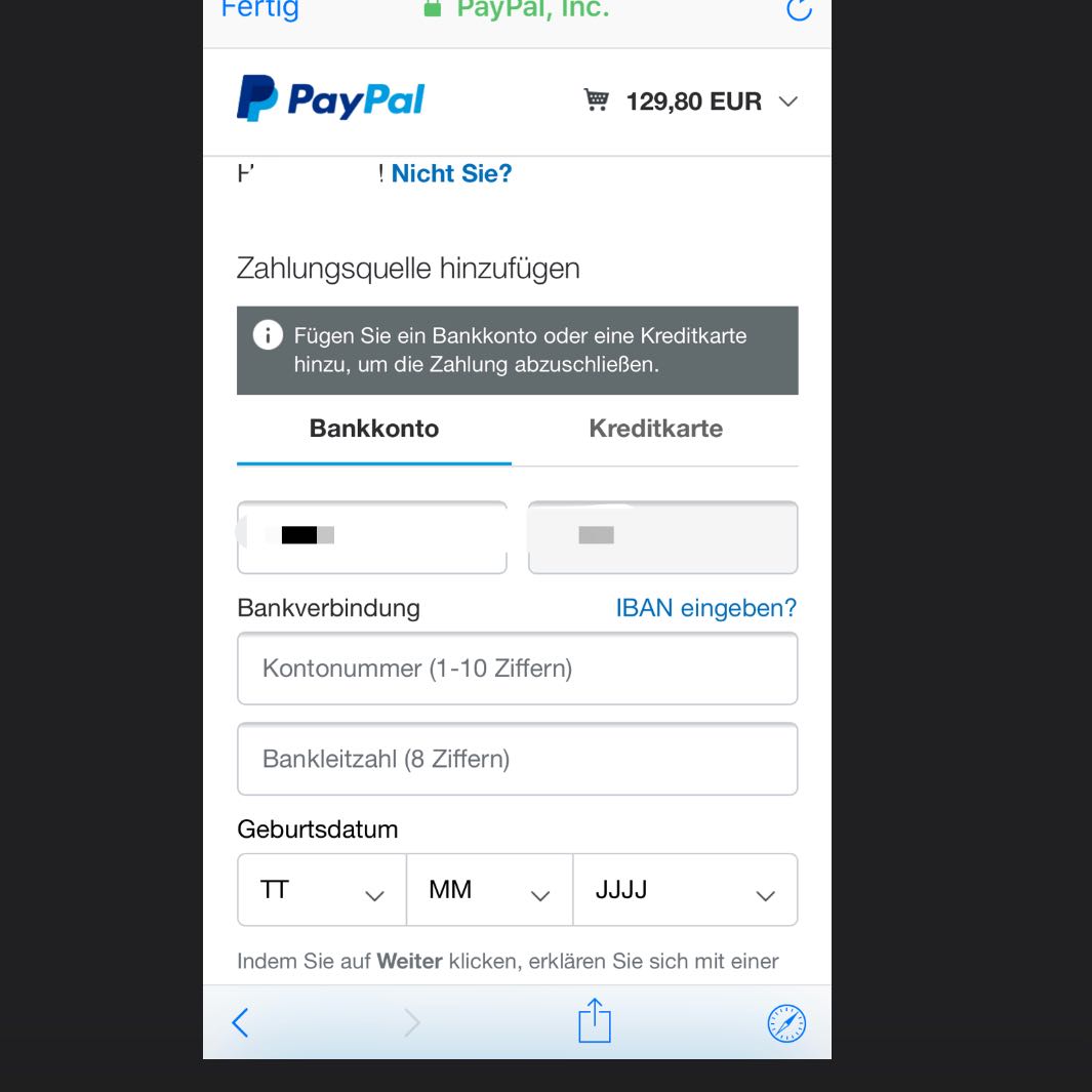 Paypal Kaufabwicklung Konto Bereits HinzugefГјgt