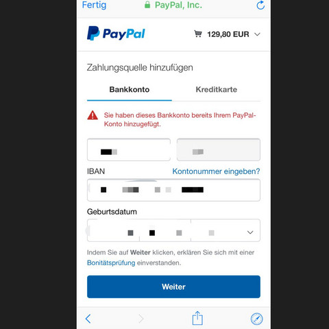 Dann das - (Internet, Reise, PayPal)