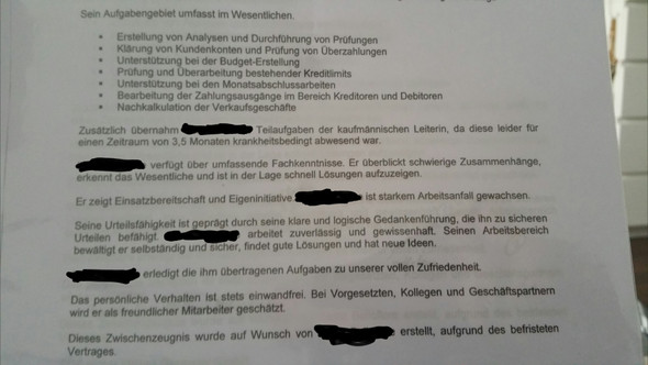 Zeugniss - (Arbeitsrecht, Atbeitszeugniss)