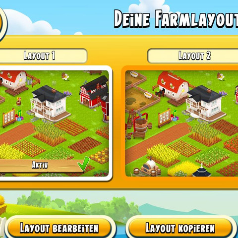 Das sind die beiden Farmen, die erste ist meine aktuelle, die ich spiele  - (Hay Day, farmspiel)