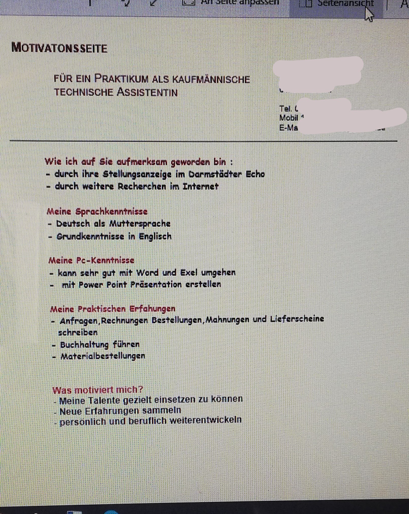 Kann Ich Es So Abschicken Hausaufgabe Schule Deutsch Bewerbung