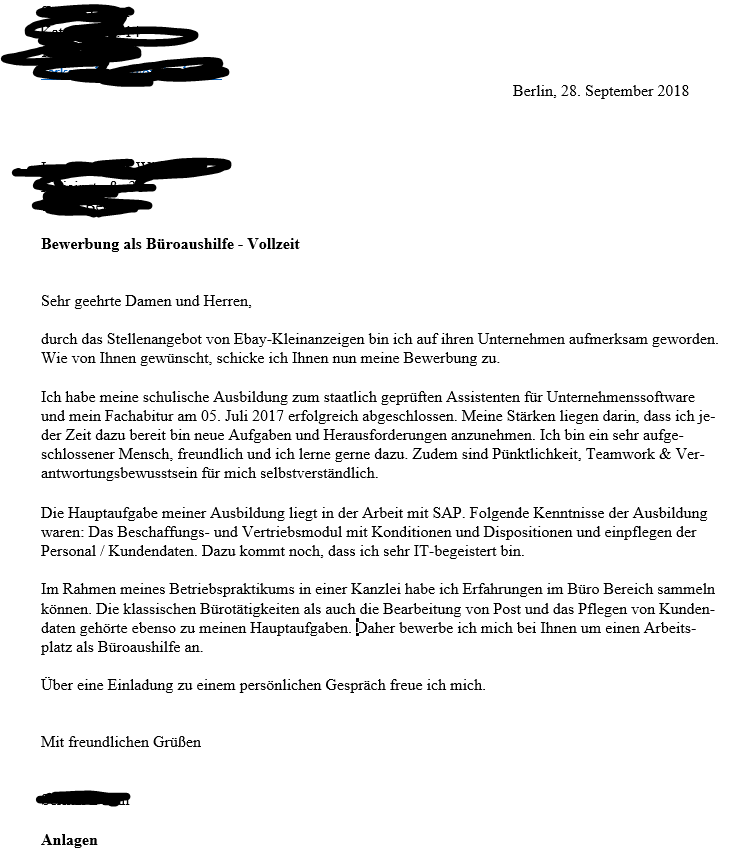 Kann Ich Mein Bewerbungsanschreiben So Abschicken Siehe Bild Schule Ausbildung Und Studium Bewerbung
