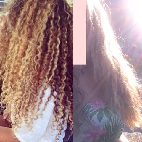 Links Dauerwelle - rechts meine  - (Haare, lockig)