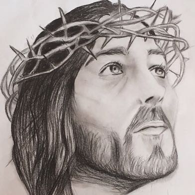 hier hab ich jesus gezeichnet. - (Meinung, zeichnen, malen)