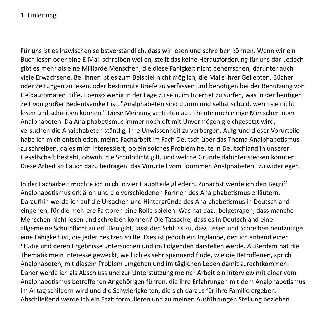 Kann jemand die Einleitung meiner Facharbeit sich durchlesen und unter ...