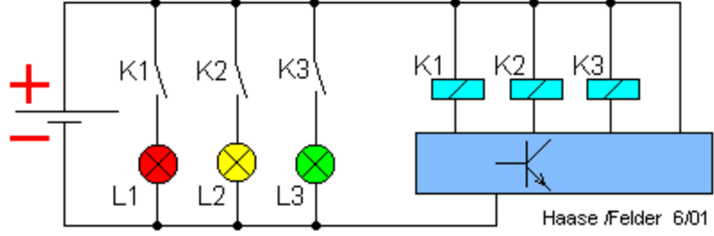 Etwas komplizierte schaltung! (wahrscheinlich nur für mich Kann jemand diese Ampelschaltung erklären? (Ampel, Schaltplan)