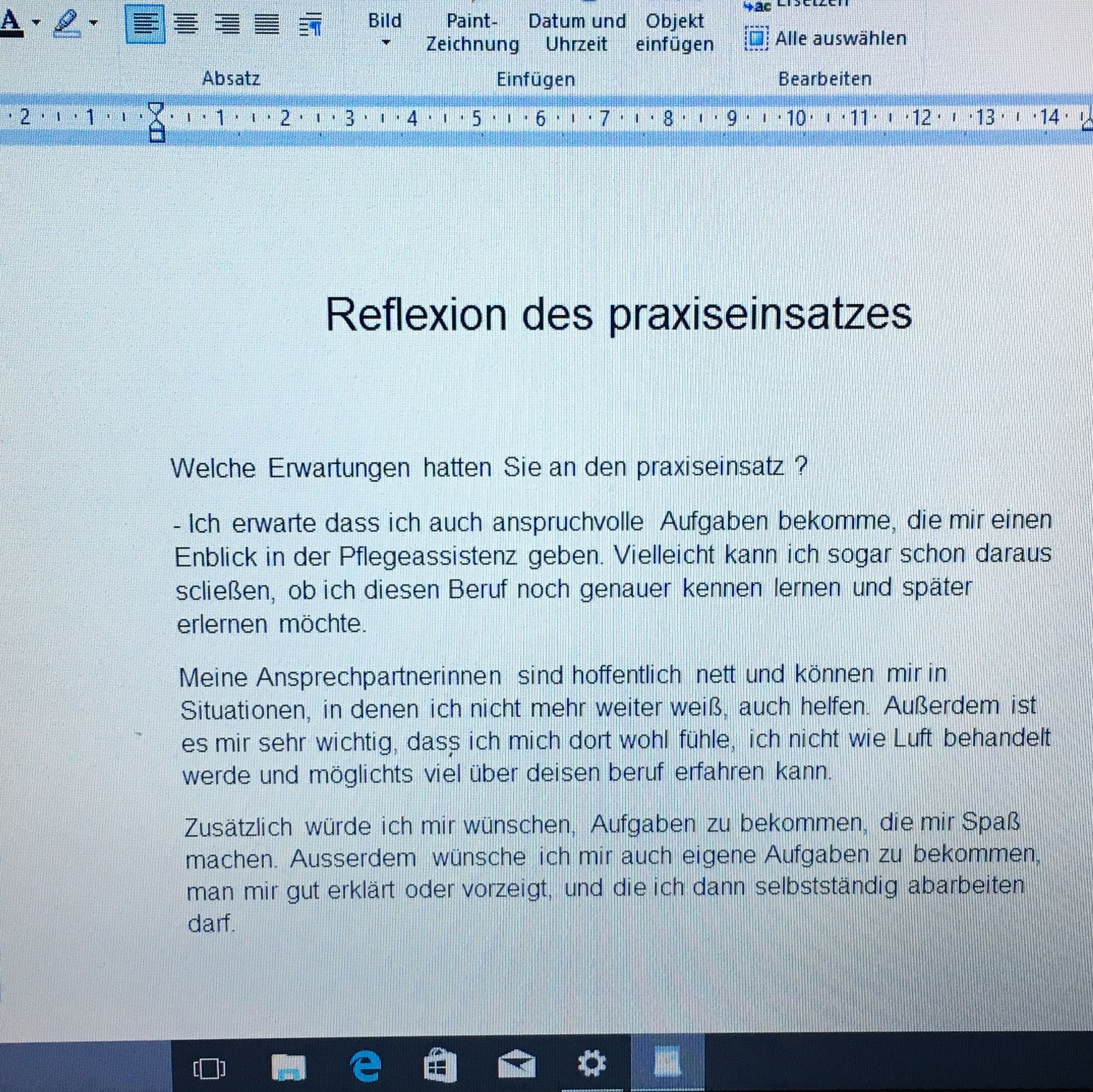 Kann Jemand Mir Helfen Ob Ich Das Richtig Geschrieben Habe Praktikum Pflege