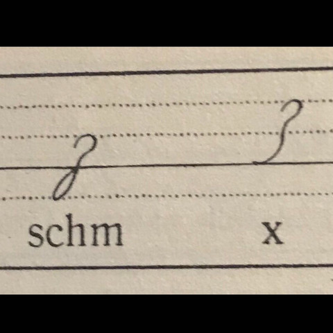 „schm“ und „x“ gleiche schreibweise bei hoch/tiefstellung? - (Schule, Schrift, Stenografie)