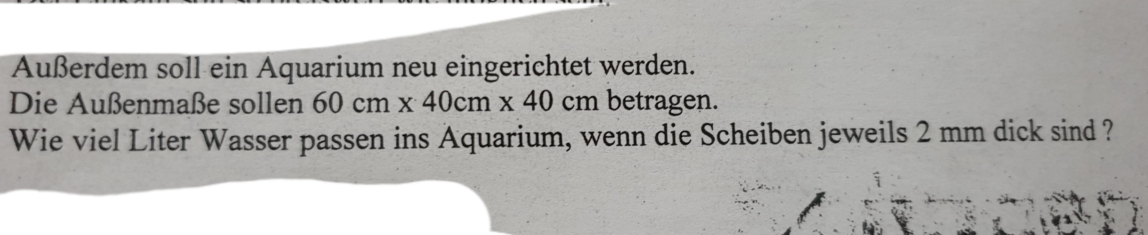 Kann Jemanden Mir Helfen Bitte Mathematik Aquarium Volumen