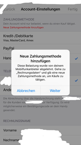 Kann keine apps runterladen iphone zahlungsmethode