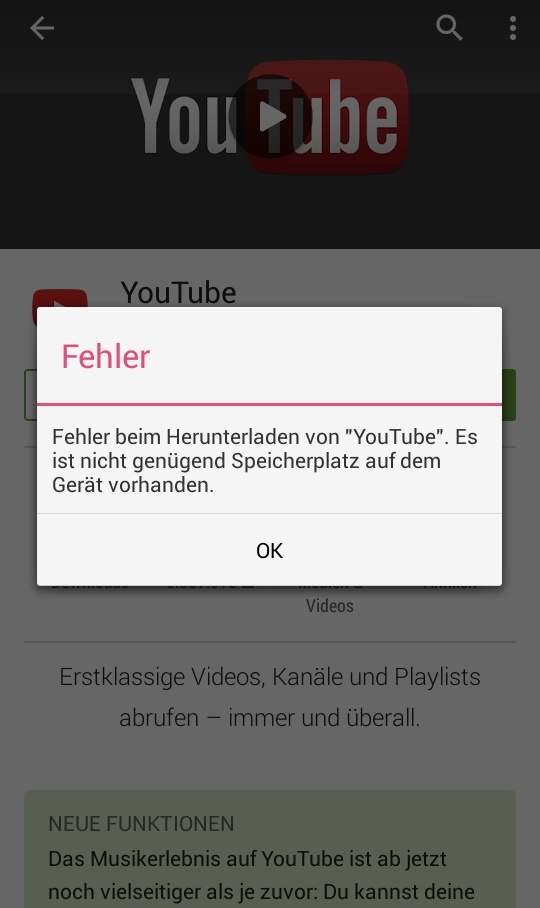 Kann keine Apps runterladen, obwohl 32 GB Speicherkarte vorhanden ist. (App, Speicher)