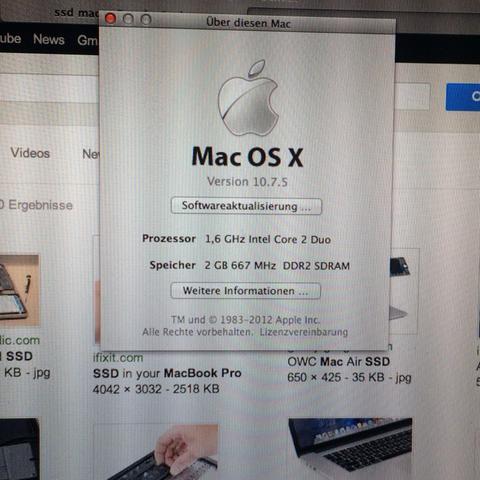 Hier meine Eckdaten zum MacBook Air 2008 - (Arbeitsspeicher, aufrüsten, MacBook Air)