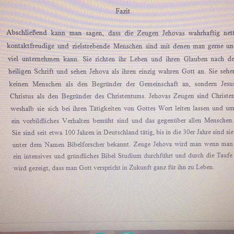 Kann Man Das Als Fazit Verwenden Schule Religion Facharbeit