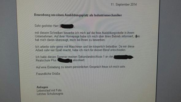 Kann man das Schreiben versenden? (Bewerbung ...