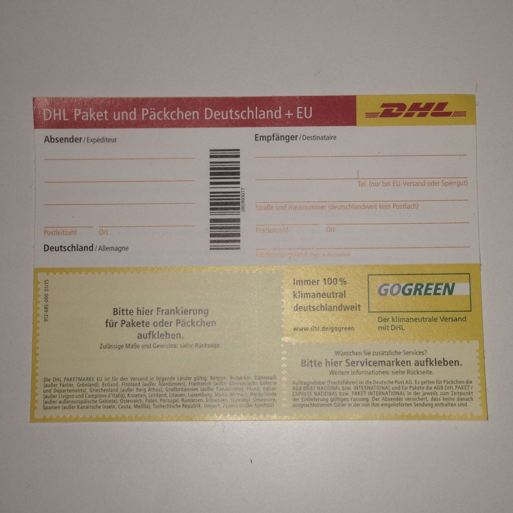 Kann man die Aufkleber von DHL auch auf Briefe kleben ...