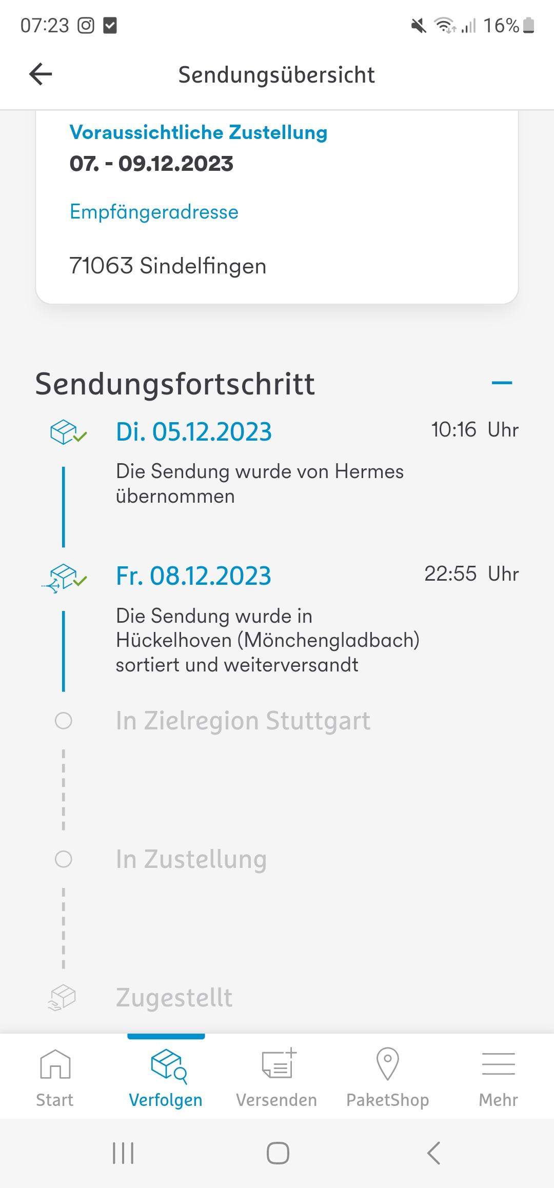 Kann man sich auf die Voraussichtliche Zustellung verlassen? Es ist nicht mal in Zielregion