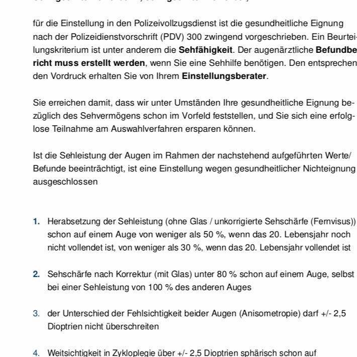 Kann Man Sich Bei Der Polizei Bewerben Mit Einer Sehstarke Von 3