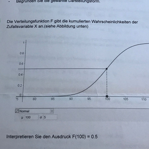 Interpretieren Sie den Ausdruck F(100)=0.5 - (Schule, Mathematik, erklären)