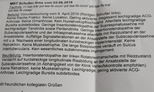 Kann Mir Einer Diesen Befund Mrt Schulter Verstandlich Ubersetzen Gesundheit Und Medizin Medizin Arzt