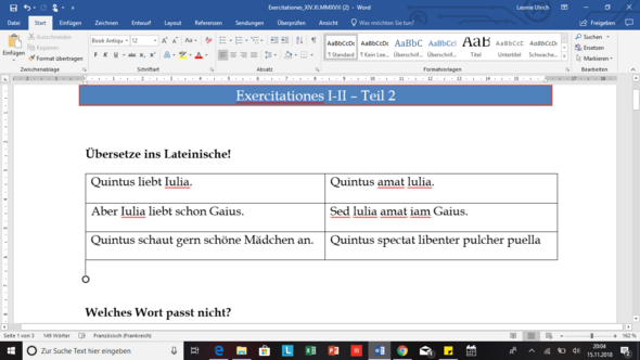 - (Schule, Sprache, Grammatik)
