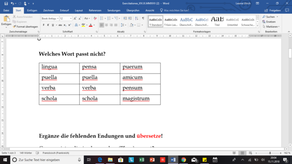 - (Schule, Sprache, Grammatik)