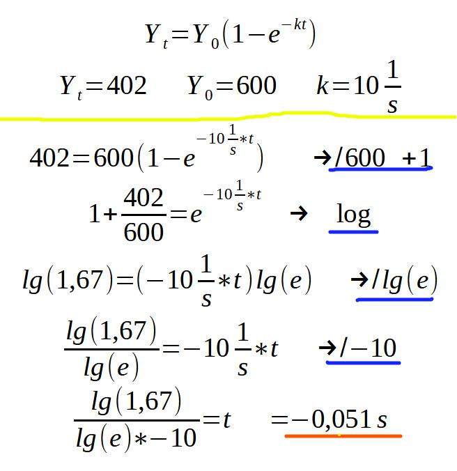 Kann mir jemand mit dieser Matheaufgabe helfen Y(t)=Y(0)*(1-e^(-k*t