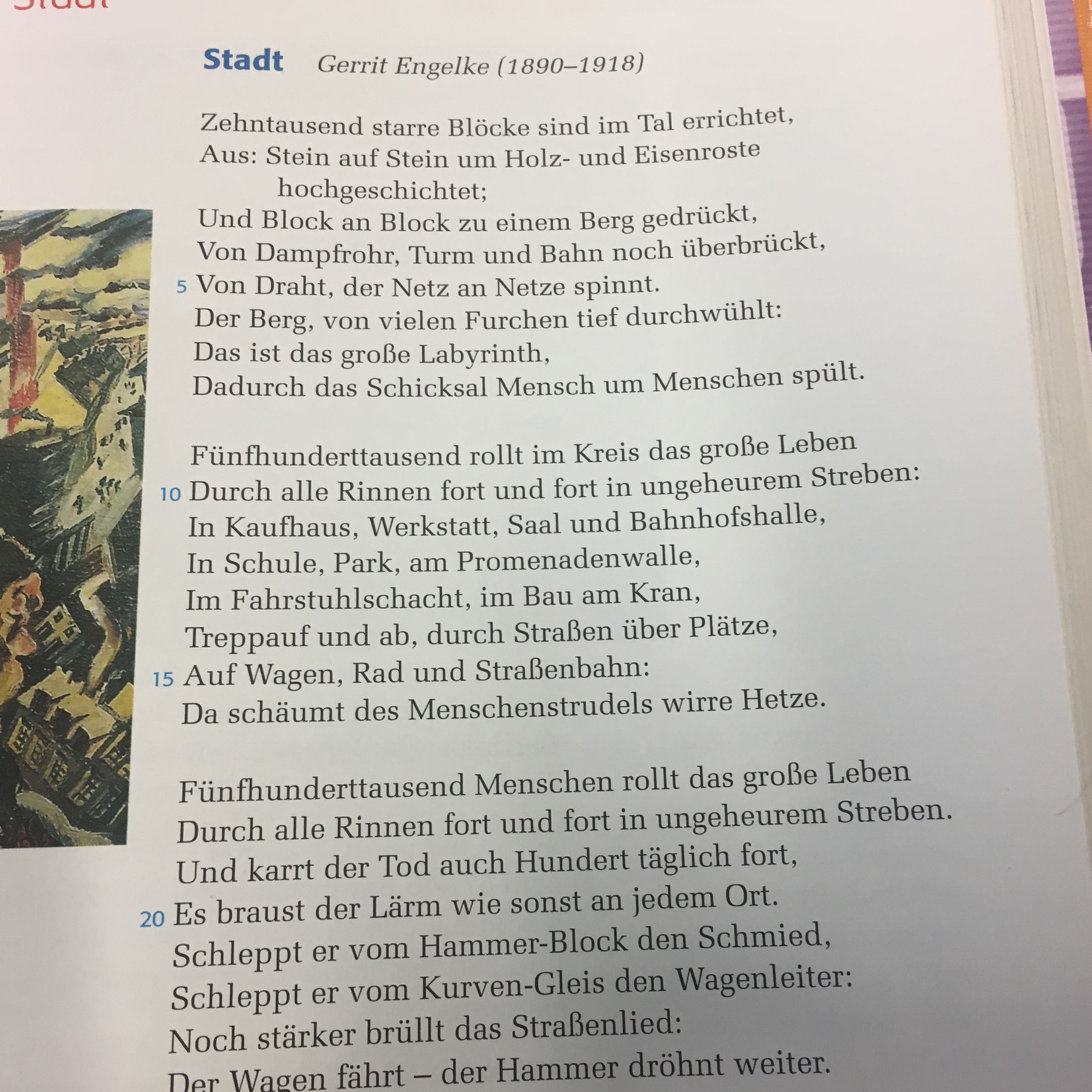 Kann Mir Jemand Sagen Warum Das Gedicht Stadt Von Gerrit Engelke Ein Expressionistisches Gedicht Ist Schule Expressionismus