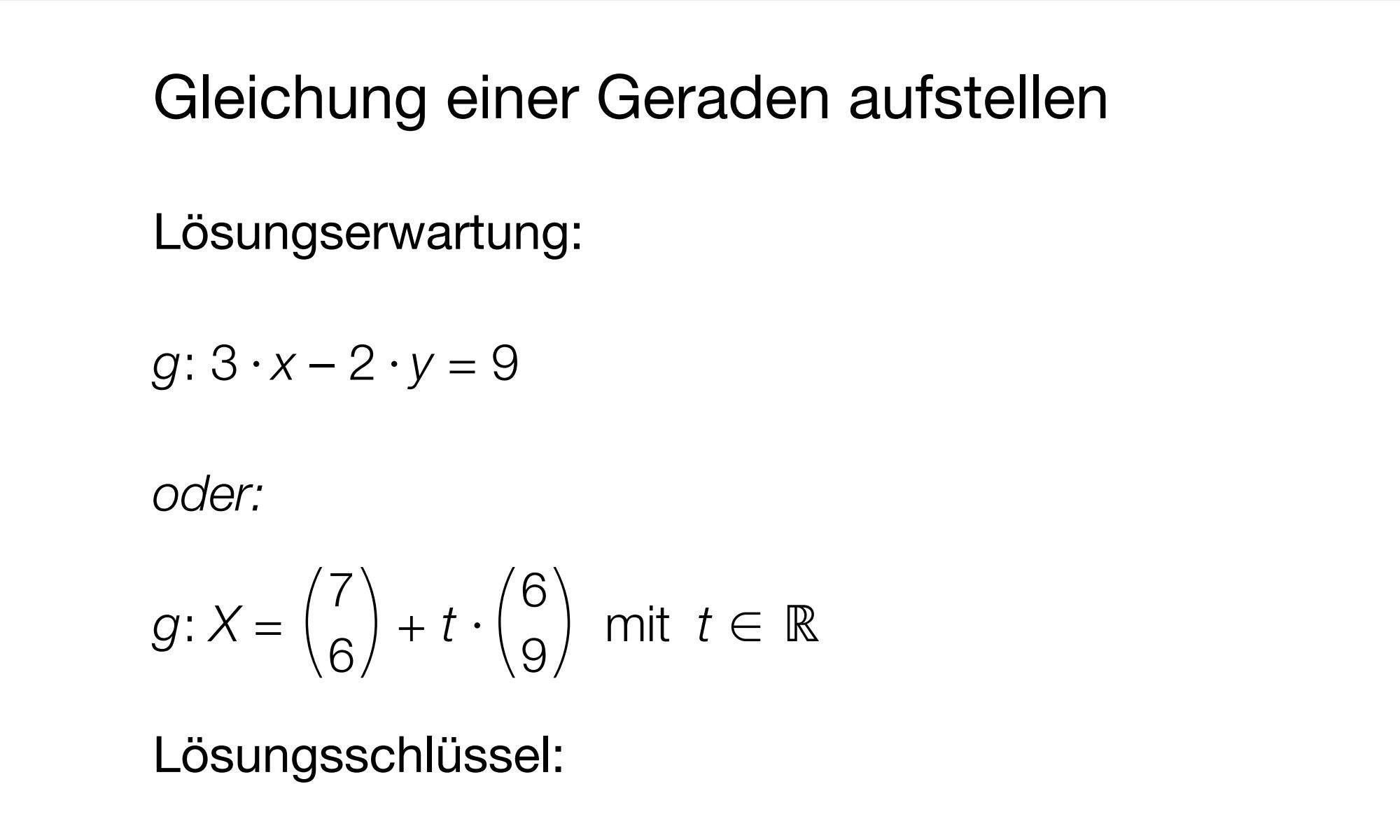 Kann mir jemand zeigen, wie ich hier von der Parameterform zur normalen ...