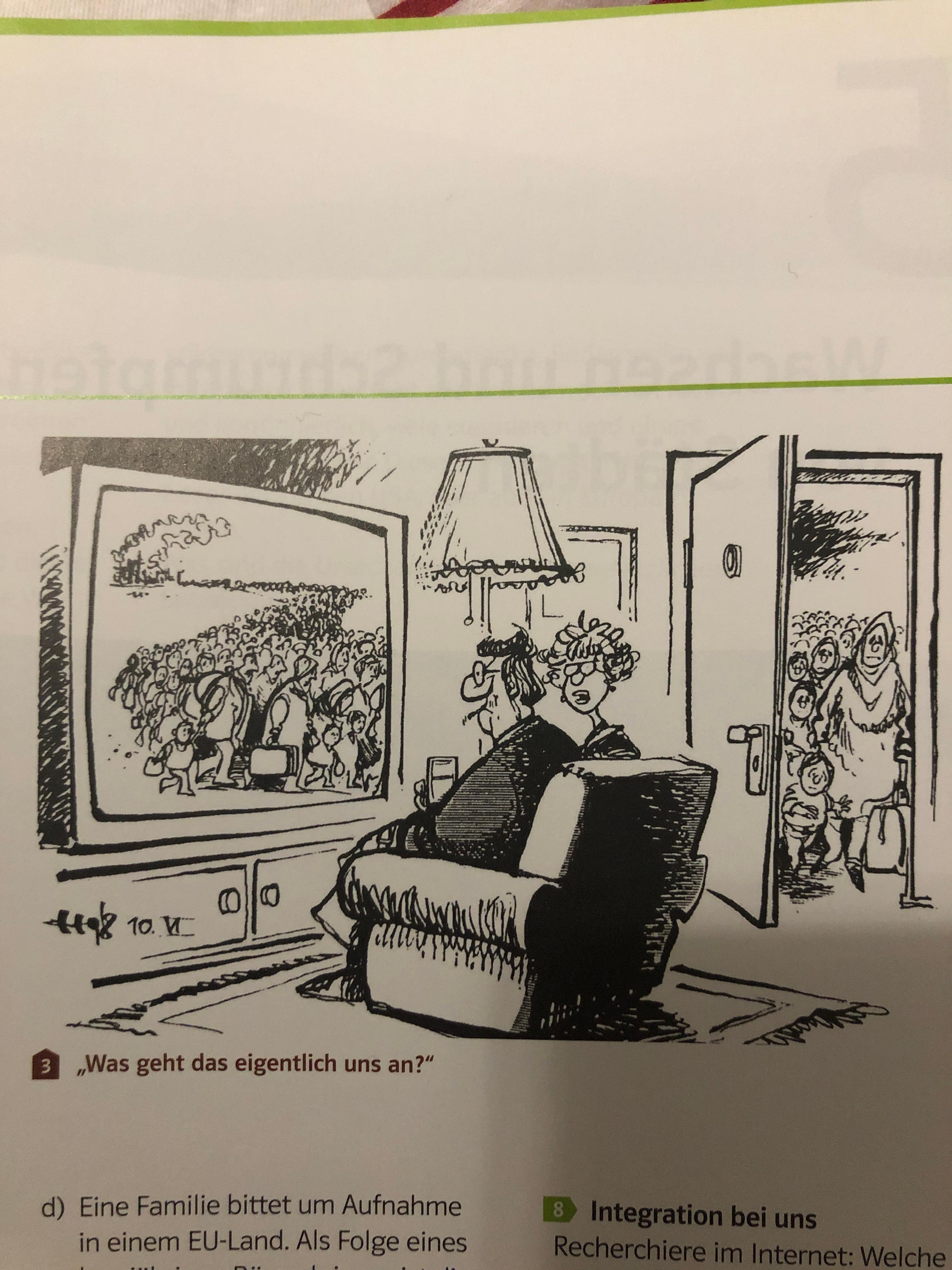 Karikatur auswerten?migration? (Erdkunde)