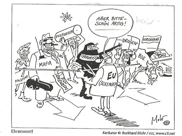 Karikatur "Ehrenwort!" von Burkhard Mohr - (Politik, Karikatur)