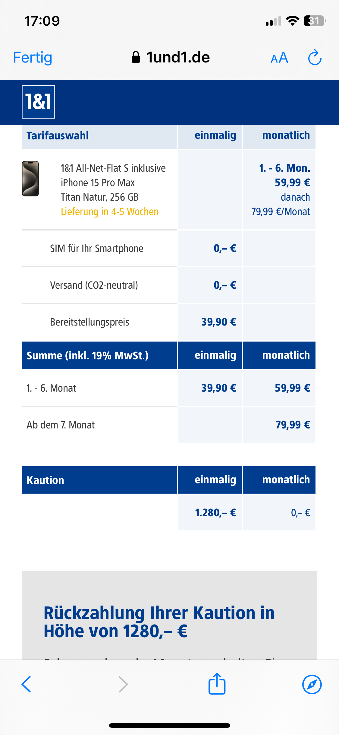Kaution beim Handy Vertrag? (Internet, Kündigung, Handyvertrag)