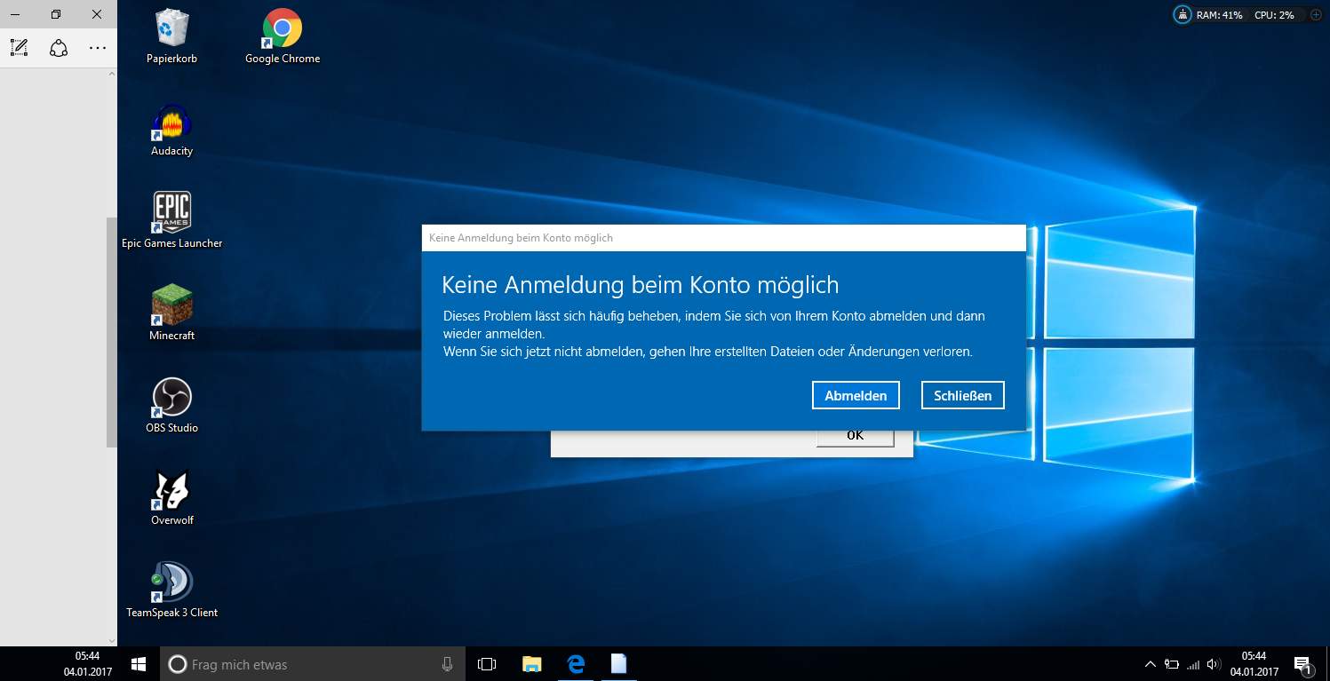 Keine Anmeldung beim Konto möglich (Windows 10)? (Computer, PC, anmelden)