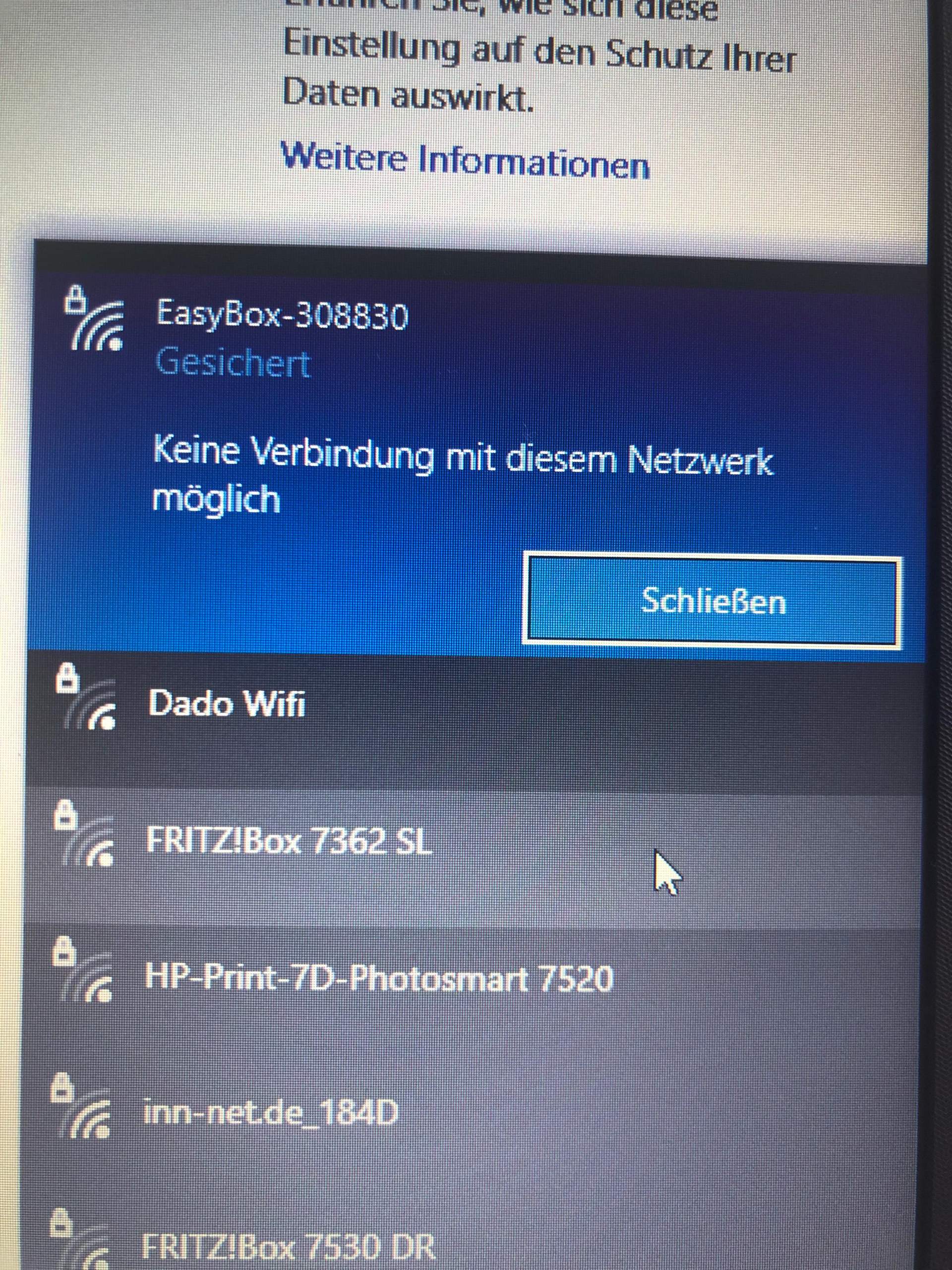 Keine Verbindung mit diesem Netzwerk möglich? (Computer, Technik, Internet)