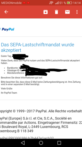  - (PayPal, Lastschrift)