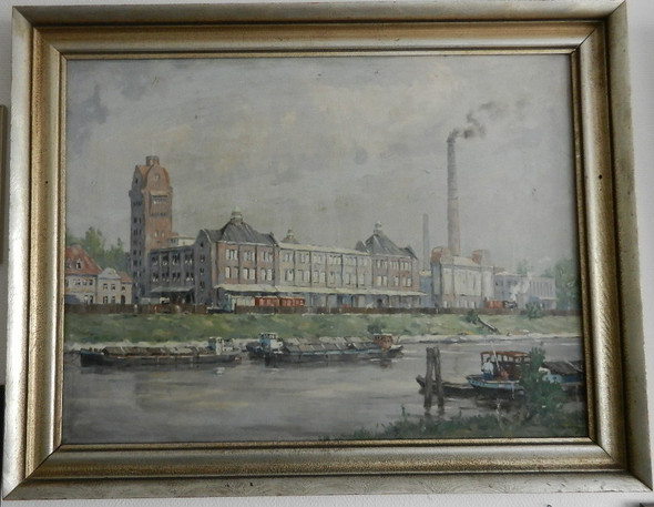Fabrik am Kanal - (Kunst, Gemälde, Signatur)