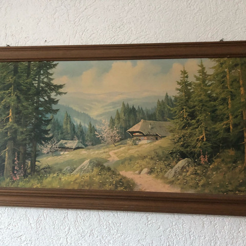 Wald Bild mit Haus  - (Kunst, Malerei, Gemälde)