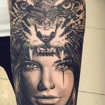 Gesicht mit einem Tiger drüber Bedeutung  - (Tattoo, Löwe, Tiger)
